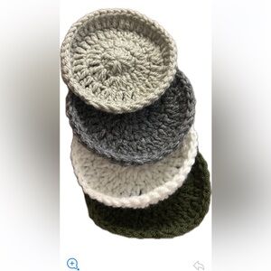 Elegant Crochet Coaster Set - White, Gray, Green